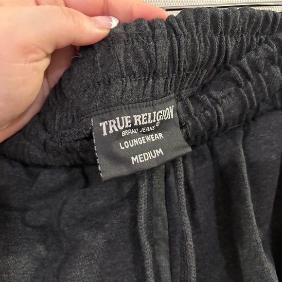 TRUE RELIGION Mens Jogger Lounge Pants Gold Foil Logo Sweatpants Gray Size Mediu - Picture 7 of 8